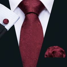 Mens Wedding Ties, Burgundy Tie, Necktie Set, Wedding Tie, Ties For Men, Tie For Men, Paisley Tie, Cufflink Set, Wedding Ties