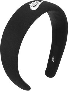 a black headband with white nike logo on the front and side, it's made