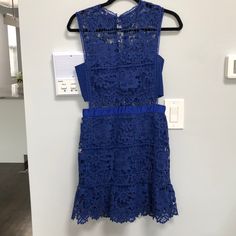 Size Small Would Fit A 4 Never Worn Perfect Condition Gold Zip Back Fitted Blue Lace Mini Dress, Fitted Royal Blue Lace Dresses, Blue Lace Mini Dress For Date Night, Blue Lace Dress For Date Night, Blue Lace Mini Dress For Evening, Romeo And Juliette, Royal Blue Dress, Romeo And Juliet, Couture Dresses