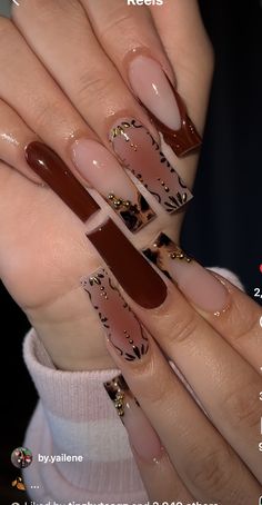 Beginner Nail Designs, Fall Nail Inspo, Acrylic Toe Nails, Leopard Print Nails, Glow Nails, Nails Square, Nails Only, Thanksgiving Nails