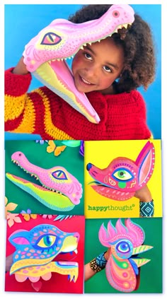 Templates + instructions to make this Alebrije crocodile puppet for some crafty party fun!  • Alebrije crocodile puppet template and instructions • Black and White Alebrije crocodile puppet template Animal Hand Puppets, Classe D'art, Paper Puppets, Homemade Diy, Hand Puppet, School Art Projects