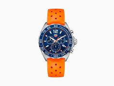 This versatile chronograph with blue dial and tachymeter scale is inspired by the world’s most prestigious motor-sports circuit. High-resistance materials are used throughout, from the scratch-proof sapphire crystal to the orange rubber strap. Available online only. Sports Chronograph Watch With Tachymeter, Modern Sports Chronograph Watch With Tachymeter, Modern Chronograph Watch With Tachymeter For Sports, Luxury Outdoor Watch Accessories With Tachymeter, Sporty Watches With Tachymeter For Sports, Functional Watch With Tachymeter And Round Dial, Functional Round Dial Watch With Tachymeter, Sporty Outdoor Watch With Tachymeter, Luxury Sports Chronograph Watch With Subdials