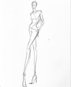 a drawing of a woman in high heels and tights, standing with her back to the camera