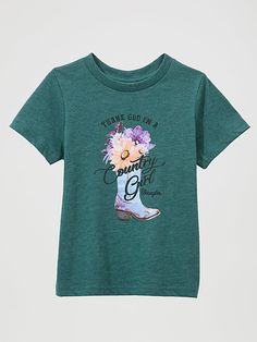 She may have a mind of her own, but you're the one she looks up to. Our little girl's logo graphic tee comes with a cute western print. It's crafted from a cotton blend with the perfect amount of stretch to keep her comfy in everything she does. Spring Graphic Tee For Rodeo, Western Tshirts Toddler, Fun Summer T-shirt With Unicorn Print, Kids Simply Southern Shirts, June Bug, Fun Short Sleeve T-shirt With Unicorn Print, Girls Graphic Tee, Logo Graphic, Country Girls