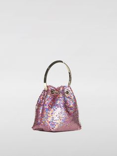 Find JIMMY CHOO Mini Bag on Editorialist. This Jimmy Choo mini bag features a sequined design, a hoop handle, a drawstring closure, and a detachable chain strap. It can be worn on the shoulder or carried by hand. Trendy Top Handle Bucket Bag For Party, Handheld Bucket Bag With Top Carry Handle For Party, Handheld Bucket Bag With Detachable Strap For Party, Party Bucket Bag With Top Carry Handle, Party Bucket Bag With Top Handle, Luxury Bucket Bag With Top Carry Handle For Party, Party Bucket Bag With Detachable Strap, Party Evening Bag With Detachable Handle, Bucket Shape, Party Evening Bag With Removable Pouch And Round Handle