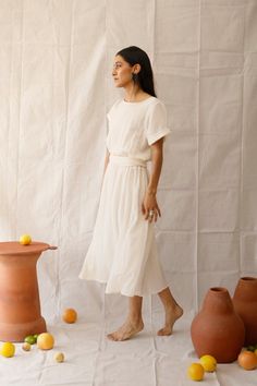 Ivory Double Cotton gauze maxi dress Loose fit Detachable tie around belt 100% cotton Made to order/ limited fabric Cotton Gauze Dress, Gauze Maxi Dress, Dress Loose Fit, Cotton Gauze Fabric, Gauze Dress, Tshirt Pattern, Gauze Fabric, Woven Top, Linen Top