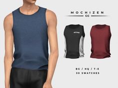 an image of a man wearing a tank top and black shorts with the text mochizen cc on it