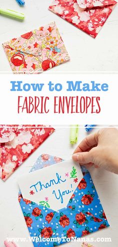 how to make fabric envelopes for mother's day with free printable thank you card