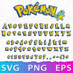 the pokemon font and numbers are in different colors