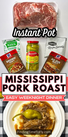 instant pot mississippi pork roast recipe on a white plate