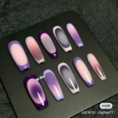 Purple Manicure, Aura Nails, Cute Acrylic Nail Designs, Work Nails, Unique Acrylic Nails, Press Ons, Kawaii Nails, Fabulous Nails