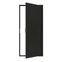 an open black door on a white background