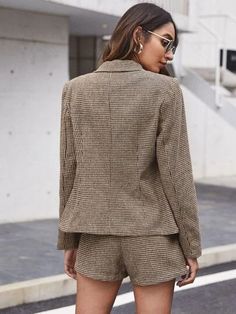 Search houndstooth blazer | SHEIN USA Blazer Shorts Set, Perfect Closet, Houndstooth Blazer, Blazer And Shorts, Shein Style, Shorts Set, Two Piece Outfit, Blazer Coat, Short Sets