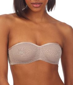 From DKNY, this bra features:Modern lace fabricationElastic underbandStraplessSatin edge bindingSilicone grippers UnlinedHook back closure Nylon/spandexHand wash Imported. Elegant Lace Bandeau Bra, Fitted Lace Bandeau Bra, Stretch Lace Push-up Bra, Seamless Lace Bandeau Bra, Fitted Strapless Bra Partially Lined, Fitted Partially Lined Strapless Bra, Stretch Bandeau Bra With Padded Cups, Strapless Partially Lined Bra, Wireless Strapless Bra