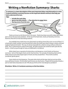 a shark reading activity sheet for children to learn how to read the text and write it