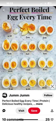 an egg is shown with the words perfect boiled eggs every time