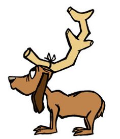 an image of a deer with antlers on it's head and tail pointing at something in the air