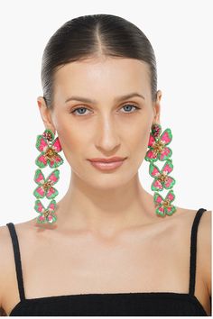 Beaded handmade Earrings in a Butterfly Shape with three layers Top attachment jumring and backpin Handcrafted In Pink and Colours Elevate your style and embrace the joy of spring with our Pretty Pink Floral Earrings, a delightful accessory that will effortlessly enhance any outfit with its feminine elegance and playful charm.These exquisite handmade earrings feature a charming butterfly shape adorned with delicate layers of beads in shades of pink and complementary colors.With three layers of i Bohemian Clip-on Earrings For Party, Handmade Earrings For Spring Party, Green Chandelier Earrings For Festive Occasions, Summer Party Flower Earrings With Colorful Beads, Spring Party Jewelry With Colorful Beads, Pink Chandelier Earrings For Summer Party, Spring Multicolor Beaded Earrings, Colorful Beads Flower Earrings For Summer, Colorful Bead Earrings For Spring