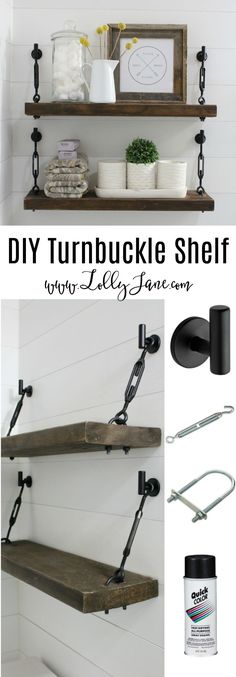 diy turnbuckle shelf with instructions to make it look like an old barn