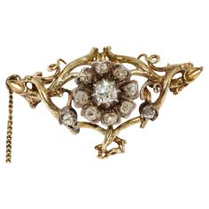 Antique, Baroque Gold Diamond Brooch. The central diamond weighs about 0.45 carat. The brooch also has a safety pin. Character Clothing, Baroque Pearl Necklace, Antique Brooches, Diamond Brooch, Gold Brooches, Antique Diamond, Silver Brooch, Baroque Pearls, Safety Pin