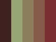 the color palette is maroon, green and brown