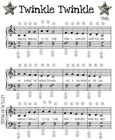 an old sheet music page with the words twinkle twinkle