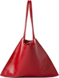 Red Calf Leather Bag For Shopping, Red Calf Leather Shopping Bag, Soft Calf Leather Red Bag, Red Calf Leather Bag With Soft Texture, Red Calf Leather Bag With Soft Finish, Modern Red Calf Leather Shoulder Bag, Chic Red Bag With Smooth Grain, Red Top Handle Bag With Smooth Grain, Red Smooth Grain Top Handle Shoulder Bag