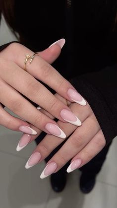 Long Almond French Tip Nails With Design, Acrylic French Manicure, Wedding Ideas 2024, Trendy Almond Nails, Paznokcie Hello Kitty, Almond Gel Nails, Almond Nails French, Kutek Disney, Nail Looks