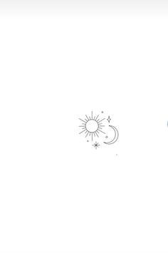 an image of the sun and moon with stars in the sky above it on a white background