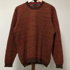 Alpaca 111 Brick Red Brown And Dark Gold Tan Striped Knitted Grandpa Wool Sweater. There Is A Small Snag At The Bottom In The Front. Very Soft. Made In Peru. Alpaca 111 Is A Luxury Peruvian Brand. 100% Alpaca. Size Large. Measurements Armpit To Armpit: 22.25” Length: 26” No Trades Vintage 90s Grunge Fairy Earthy Earth Tone Whimsygoth Whimsical Earthy Witch Skater Indie Streetwear Boho Big Brown Sweaters, Fairy Grunge Sweater, Earthy Witch, Peru Alpaca, Skater Sweater, Indie Streetwear, Grunge Fairy, 90s Grunge, Dark Gold