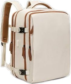 Beige Laptop Backpack For Travel, Beige Backpack Laptop Bag For Travel, Beige Rectangular Backpack For Outdoor, Rectangular Beige Backpack For Travel, White Rectangular Backpack For Outdoor, Rectangular Large Capacity Backpack For Overnight Trips, White Rectangular Backpack For Trip, White Rectangular Backpack For Travel, White Rectangular Backpack For Trips