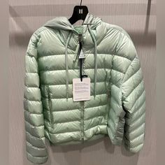 New With Tags 100% Authentic No Trade Luxury Hooded Outerwear For Spring, Designer Green Winter Outerwear, Ladies Short Jackets, Black Puffer Coat, Moncler Women, Long Puffer Coat, Puffy Coat, Moncler Jacket, Long Puffer