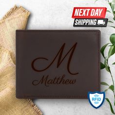 Personalized Leather RFID Wallet, Personalized Monogrammed Engraved Genuine Leather, Bifold Men's Wallet, Father's Day Gift With 👔 Personalized Engraved Men's Wallet - Stylish and Unique 👔 Welcome! Discover the perfect blend of style and personalization with our personalized engraved men's wallet. Our wallets are not just functional but also offer a touch of sophistication. They make an exceptional gift choice for any occasion, combining practicality with sentimental value. ✨🎁 📌 Key Features 📌 ✔️ High-Quality Materials: Our wallets are expertly crafted from premium leather or synthetic materials, ensuring durability and a comfortable touch. 🌟 ✔️ Sleek Design: The modern and elegant design of these wallets complements any setting, from business meetings to casual gatherings. 💼 ✔️ Spa Brown Wallet For Father's Day, Brown Wallets For Father's Day, Father's Day Wallets With Coin Pocket, Father's Day Gift Wallet With Coin Pocket, Father's Day Gift Wallets With Coin Pocket, Embossed Brown Wallets As Gift, Bifold Wallets For Father's Day, Rfid Blocking Bifold Wallet For Father's Day, Bifold Wallet With Rfid Blocking For Father's Day