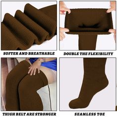 Womens Plus Size Thigh High Socks-Coffee Cozy Brown Socks For Stocking Stuffers, Brown Stretch Socks For Winter, Comfortable Solid Color Winter Hosiery, Comfortable Winter Hosiery In Solid Color, Brown Knee-high Winter Socks, Comfortable Winter Hosiery, Brown Socks For Fall Stocking Stuffer, Fitted Brown Winter Socks, Brown Knee-high Socks For Winter