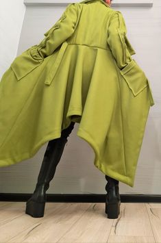 "Asymmetric Coat, Wool Coat, Gothic Coat, Plus Size Clothing, Winter Women Coat, Extravagant Long Coat, New collection, Avant Garde ❤️ Extravagant designs and high quality fabrics! ❤️ Materials & Care Wool Polyester Hand wash at low temperatures. Do not machine dry. Do not iron. Do not dry clean! ❤️ Sizing We can make your piece from XS to 5XL! Everything in the shop can be also made according to your measures free of charge! ❤️ Shipping ✈ Ready to ship The time I need to prepare an order fo Avant-garde Oversized Outerwear For Streetwear, High Low Coat, Clothing Fancy, Fitted Avant-garde Asymmetrical Outerwear, Black Avant-garde Long Sleeve Outerwear, Black Oversized Avant-garde Outerwear, Avant-garde Black Hooded Outerwear