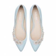 Daisy 3D Floral Pearls and Beads Blue Wedding Flats | Bella Belle Blue Wedding Flats, Kitten Heels Wedding, Wedding Guest Heels, Blue Heels Wedding, Low Heels Wedding, Blue Low Heels, Light Blue Heels, Ivory Flats, Kitten Heel Wedding Shoes