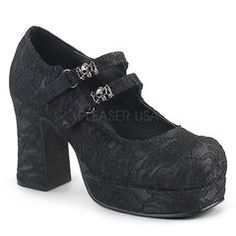 Alternative Shoes, Mary Jane Platform Shoes, Zapatos Mary Jane, Demonia Shoes, Gothic Shoes, Black Chunky Heels, Satin Noir, Black Shoes Heels