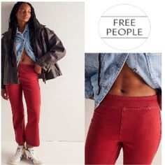 Description: Forever Cool And Classic, These Timeless In My Feelings Crop Slim Flare Pants Are The Perfect Transeasonal Staple. Effortless With Simple Sneakers Or Elevated With Platform Mules, This Pair Has Endless Ways To Wear. Mid-Rise (To High-Rise, See Measurement) Pull On Style Cropped Boot Cut Elastic Waist Back Pockets Color: Red Brick Approximate Flat Lay Measurements: Waist 13.5” Rise 11” Inseam 27.5” Fall | Winter | Trendy | Everyday | Comfort | Easy Wear | All-Season | Simple Sneakers, Mid Rise Pants, Retro Pants, Cropped Pants Women, Platform Mules, Tan Pants, My Feelings, In My Feelings, Flare Leg Pants