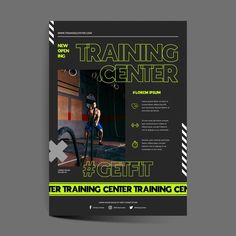 a flyer for a training center with an image of a woman on a treadmill