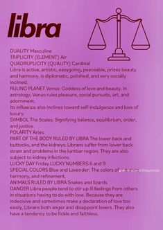 the libra law poster is shown in purple