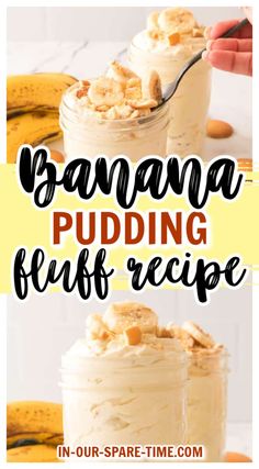 banana pudding in a jar with the text overlay