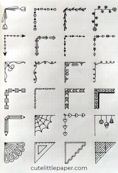 a page with different types of decorative elements on it, including the letters and numbers