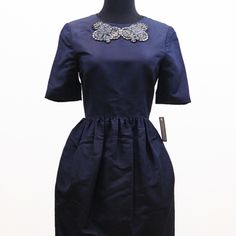 Nwt $1650 Jason Wu Navy Blue Jeweled Neckline Cocktail Dress Size 4(Fit To Us 2) New With Tags Color : Navy Size : Us 4 (Run Small - Fit To Us 2) Material : 100% Silk Retail : $1650 + Tax. Made In Usa. All The Sales Are Final. I Sell Perfect Condition Items Only. If You Have Any Questions, Please Feel Free To Contact Us. Chic Embellished Workwear Dresses, Chic Embellished Midi Dress For Work, Designer Blue Formal Dresses, Designer Blue Evening Dress, Designer Blue Dress For Evening, Luxury Blue Cocktail Dress, Designer Blue Silk Dresses, Blue Luxury Midi Dress For Formal Occasions, Luxury Blue Midi Dress For Formal Occasions