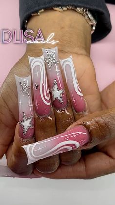 Nails Acrylic Long, Diy Acrylic Nails, Girly Acrylic Nails, Exotic Nails, Long Acrylic Nails Coffin