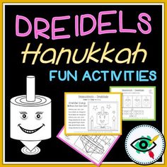 a poster with the words dreiels hanukkah fun activities