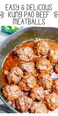 the best ever beef ketchup meatballs in a skillet