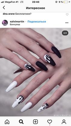 Matching Nails For Besties Acrylic, Nail Designs Edgy, Goth Short Nails, Waterslide Nail Decals, Impress Nails, Black Acrylic Nails, Drip Nails, Goth Nails