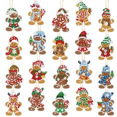 christmas ornament kits with gingerbreads, snowmen and santa's hats