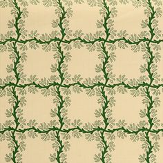 a green and white wallpaper with vines on it