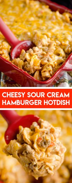 cheesy sour cream hamburger hotdish is an easy and delicious side dish